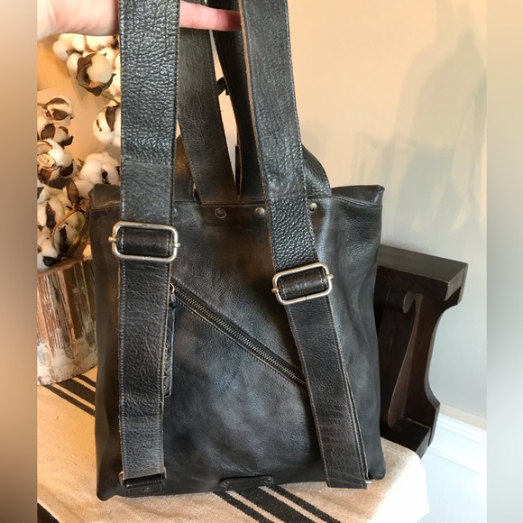 Bed Stu Howie Leather Backpack Black Grey Rustic Rustic Retail $365 - Picture 4 of 14
